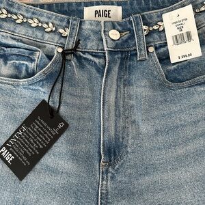 PAIGE High Rise Denim Jeans with Embellished Waist